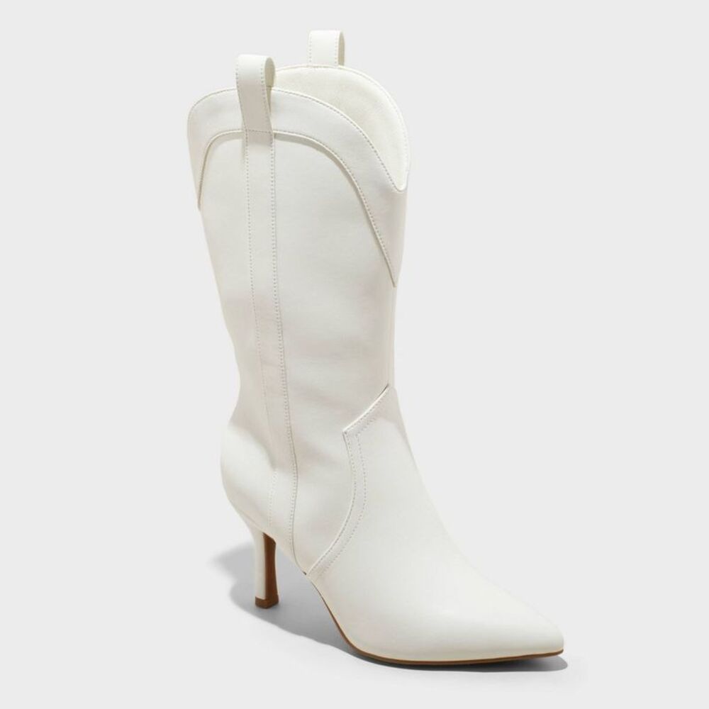 Women's Bryce Heeled Western Cowboy Boots - White 9 Stiletto Heel